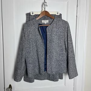 Vintage Orvis Women's Gray Wool Blend Skirt Suit Set Business Office Size 14 P